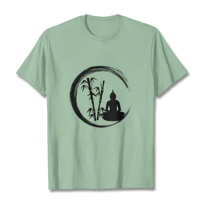 T-shirt Buddha Stones Zen Statue de Bouddha Assis Bambou Méditation - Vert pâle - 2XL - image 14