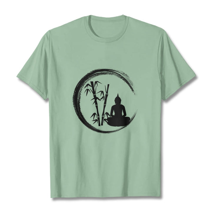 T-shirt Buddha Stones Zen Statue de Bouddha Assis Bambou Méditation - Vert pâle - 2XL - image 14