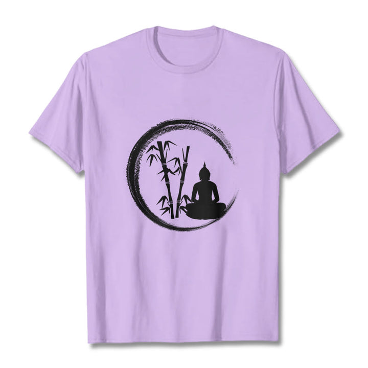 T-shirt Buddha Stones Zen Statue de Bouddha Assis Bambou Méditation - Prune - 2XL - image 17