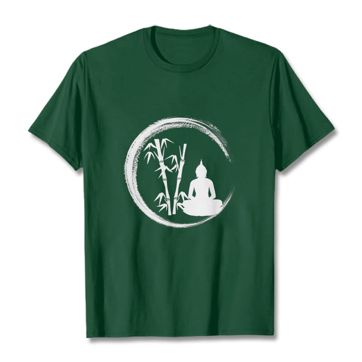 T-shirt Buddha Stones Zen Statue de Bouddha Assis Bambou Méditation - Vert forêt - 2XL - image 10