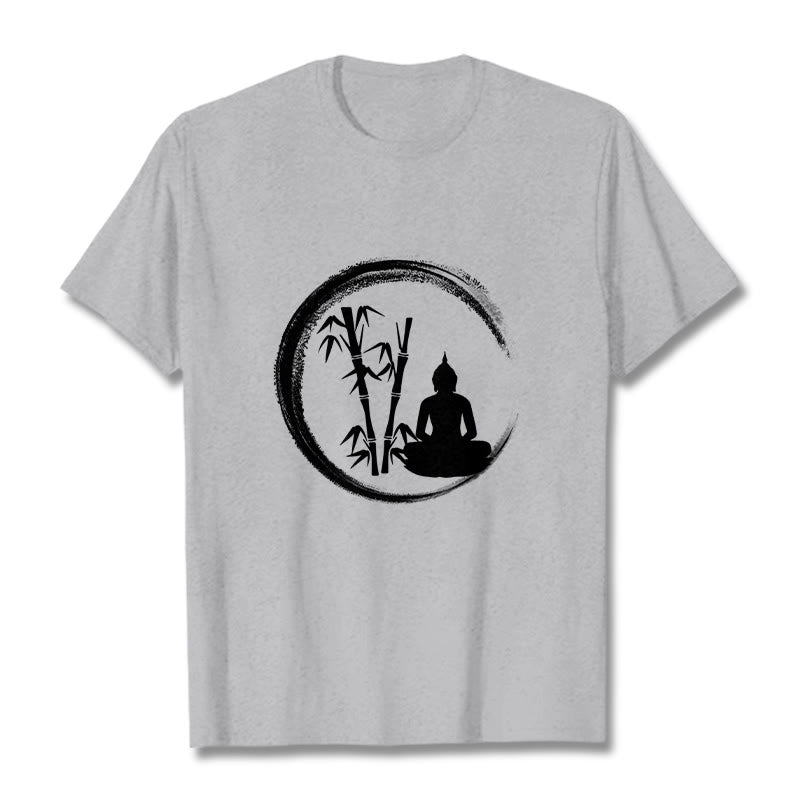 T-shirt Buddha Stones Zen Statue de Bouddha Assis Bambou Méditation - Gris clair - 2XL - image 19