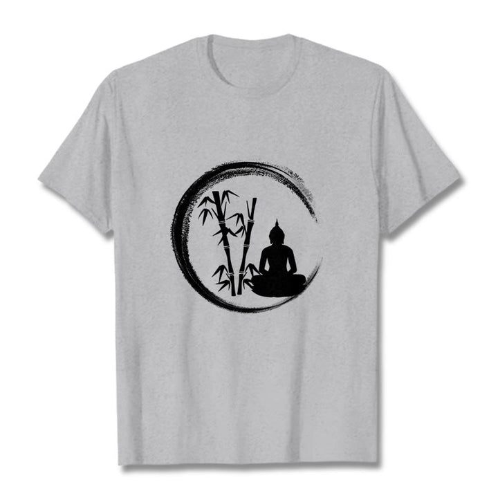 T-shirt Buddha Stones Zen Statue de Bouddha Assis Bambou Méditation - Gris clair - 2XL - image 19