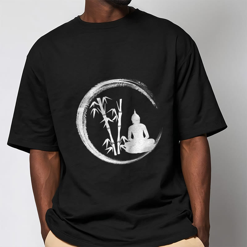 T-shirt Buddha Stones Zen Statue de Bouddha Assis Bambou Méditation - image 1