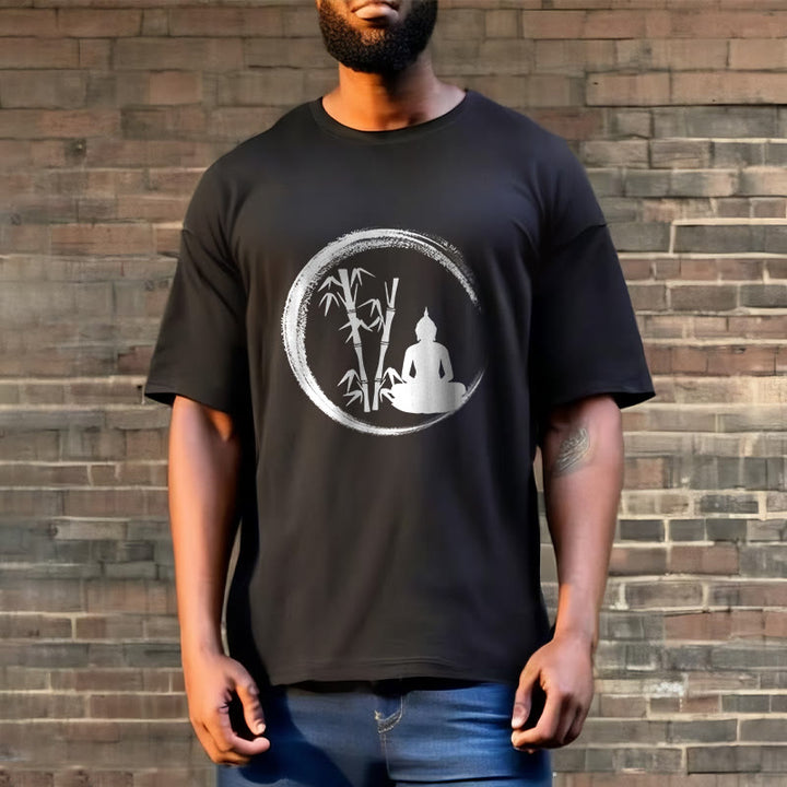 T-shirt Buddha Stones Zen Statue de Bouddha Assis Bambou Méditation - image 3