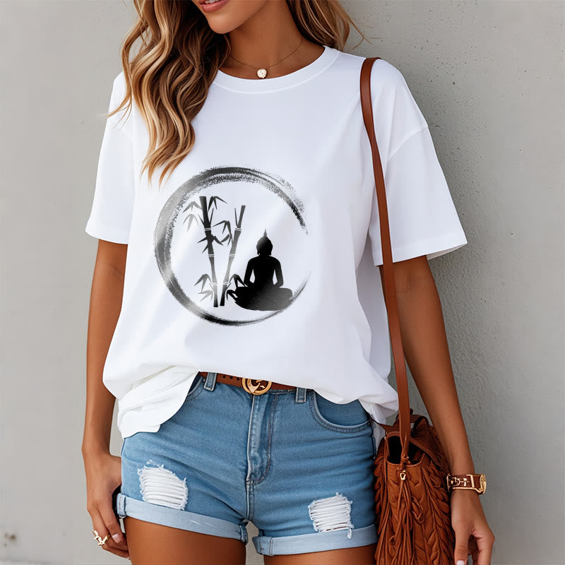 T-shirt Buddha Stones Zen Statue de Bouddha Assis Bambou Méditation - image 7