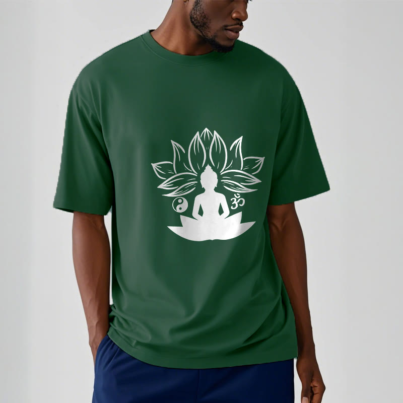 T-shirt Buddha Stones Om Yin Yang Statue de Bouddha Assis Lotus Méditation - image 11