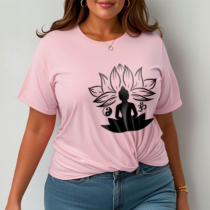 T-shirt Buddha Stones Om Yin Yang Statue de Bouddha Assis Lotus Méditation - image 13