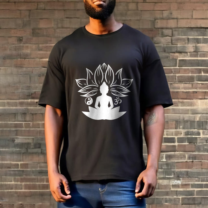 T-shirt Buddha Stones Om Yin Yang Statue de Bouddha Assis Lotus Méditation - image 5