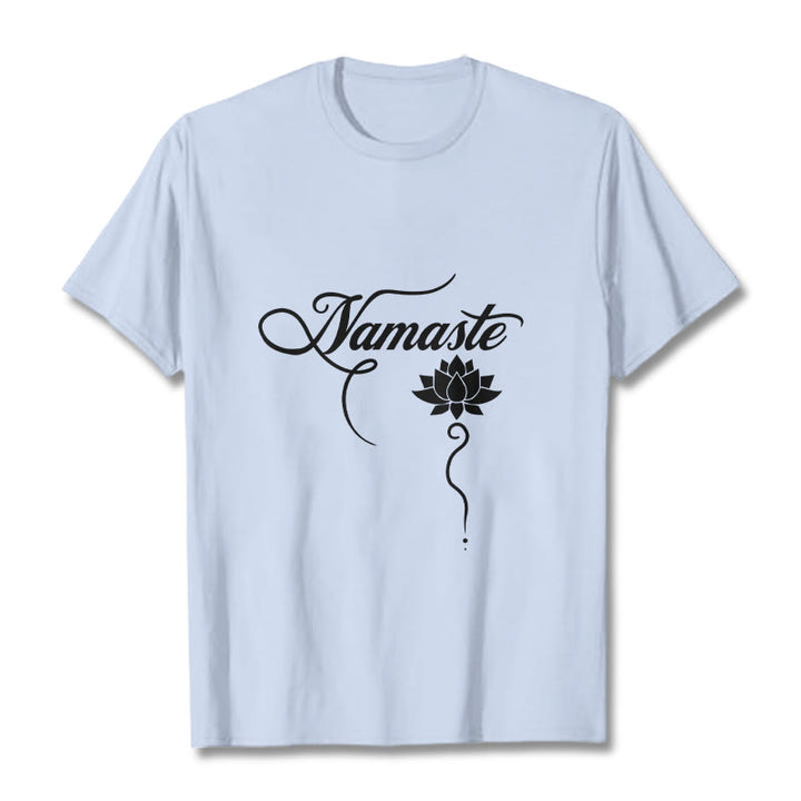 T-shirt Buddha Stones HELLO Hindi Lotus - Cyan clair - 2XL - image 18