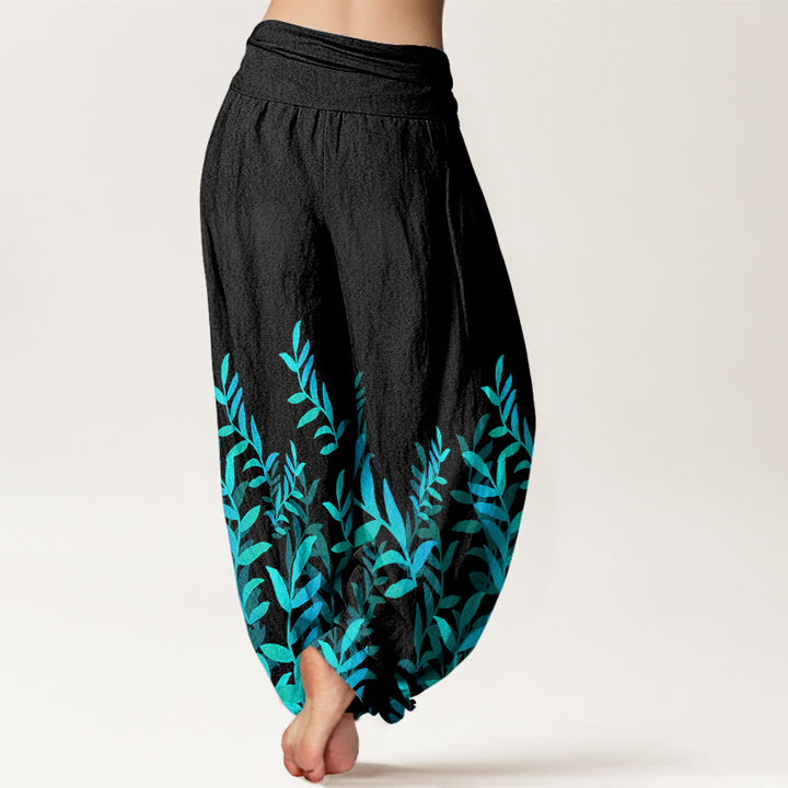 Pantalon harem à taille élastique pour femme, en coton à motif de Buddha Stones - image 1