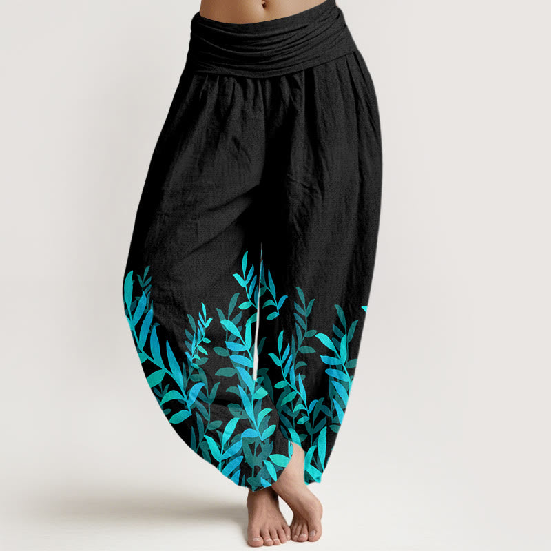 Pantalon harem à taille élastique pour femme, en coton à motif de Buddha Stones - Noir - US22，UK/AU26，EU54 (6XL) - image 0