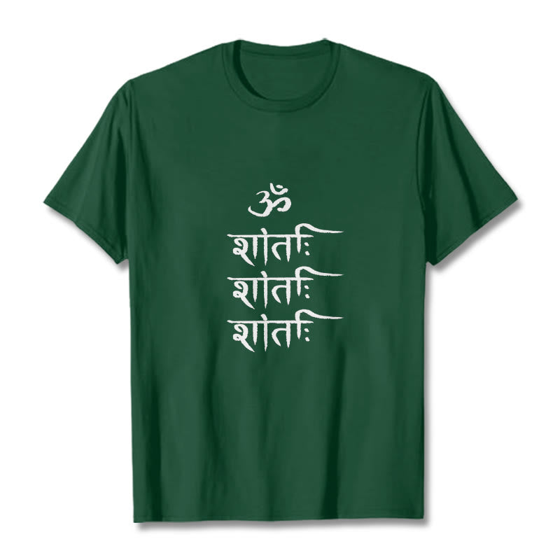 T-shirt à motif sanscrit Buddha Stones OM MANTRA - Vert forêt - 2XL - image 0