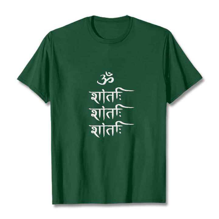 T-shirt à motif sanscrit Buddha Stones OM MANTRA - Vert forêt - 2XL - image 0