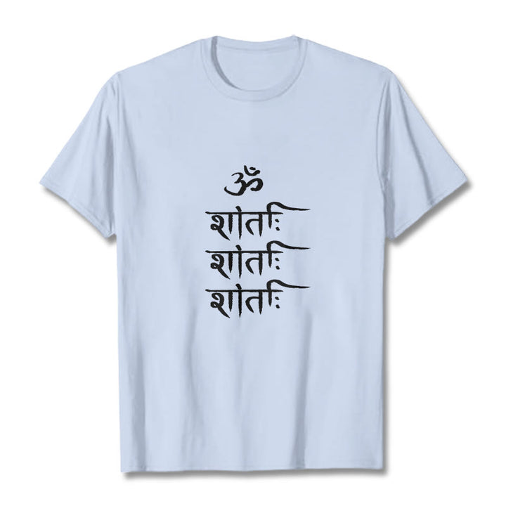 T-shirt à motif sanscrit Buddha Stones OM MANTRA - Cyan clair - 2XL - image 19