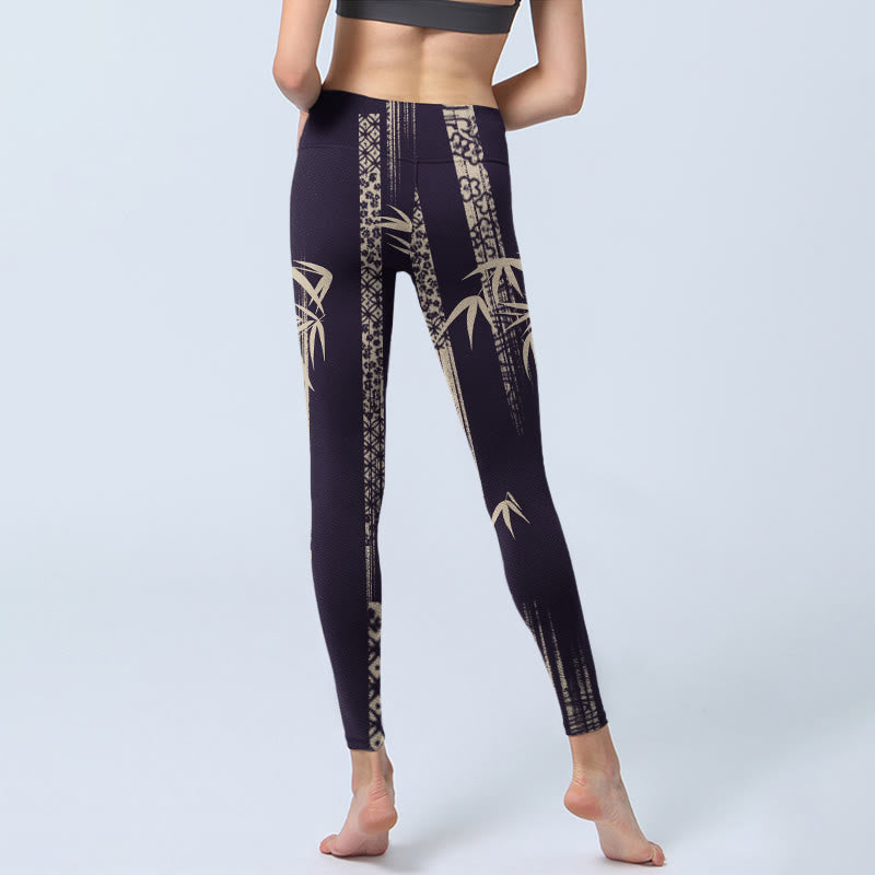 Leggings de sport imprimés Buddha Stones , bambou, vagues, pantalons de yoga pour femmes - image 7