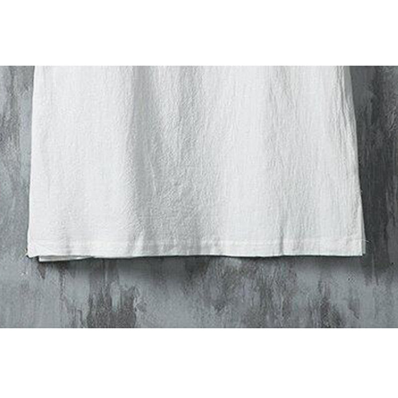 Chemise d'été en coton et lin à manches mi-longues pour homme, motif Buddha Stones, imprimé grenouille chinoise, boutons, patchwork uni - image 5