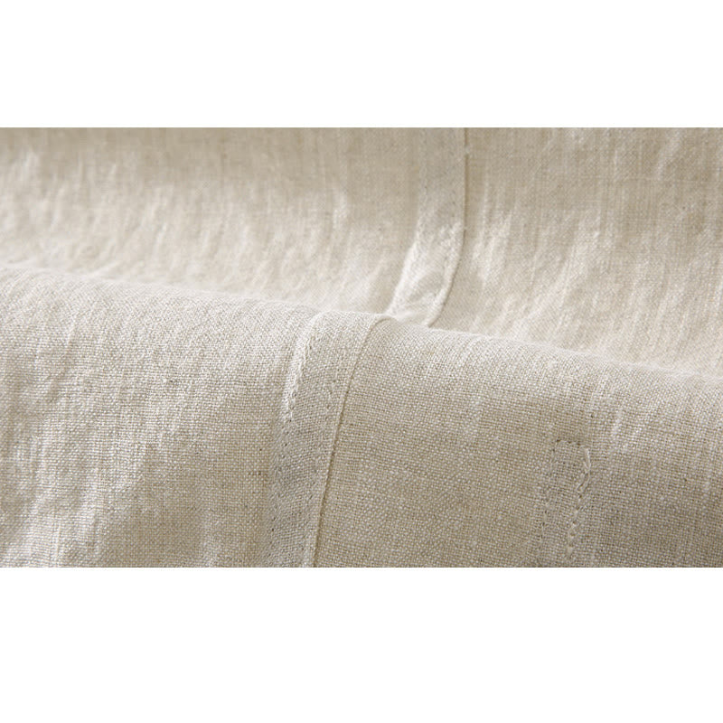 Chemise homme en coton et lin à boutons grenouilles, style vintage, avec poches, motif Buddha Stones - image 7