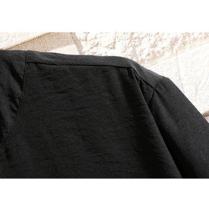 Veste chemise à manches courtes pour homme, style décontracté et vintage, motif Buddha Stones, couleur unie - image 6