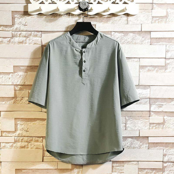 Veste chemise à manches courtes pour homme, style décontracté et vintage, motif Buddha Stones, couleur unie - Vert foncé - US/UK/AU46，EU56 (5XL) - image 14