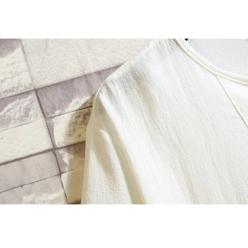 Ensemble 2 pièces Buddha Stones : t-shirt à manches courtes, pantalon court avec cordon de serrage et poches, tissu de méditation en coton et lin pour homme - image 5