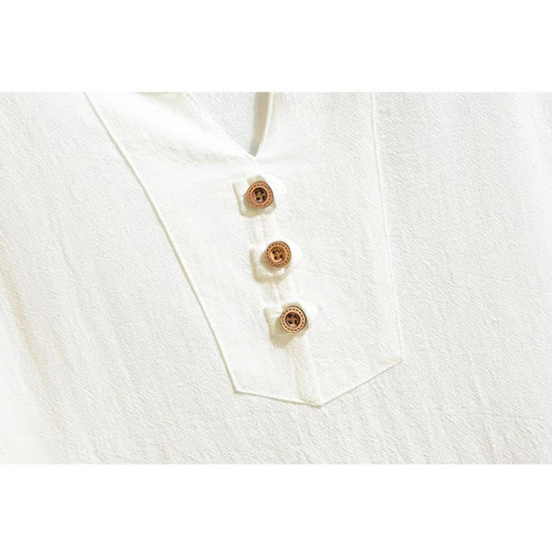 Ensemble 2 pièces Buddha Stones : t-shirt à manches courtes, pantalon court avec cordon de serrage et poches, tissu de méditation en coton et lin pour homme - image 6