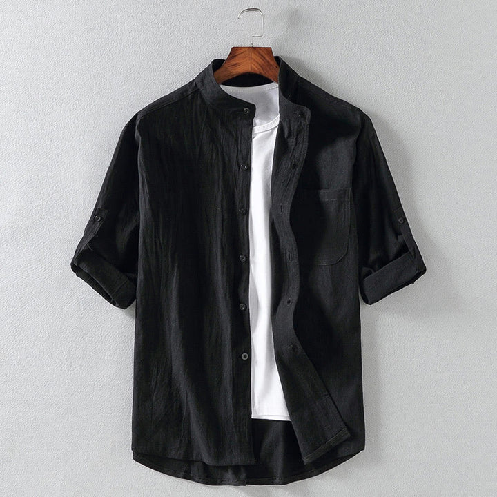 Chemise homme vintage décontractée à manches trois-quarts, coupe simple boutonnage, avec poche, motif Buddha Stones - Noir - US/UK/AU46，EU56 (5XL) - image 15