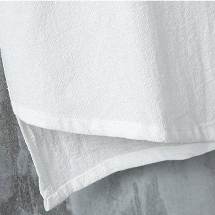 Chemise décontractée à manches courtes en coton et lin pour homme, motif Buddha Stones , à boutons chinois, style grenouille - image 4