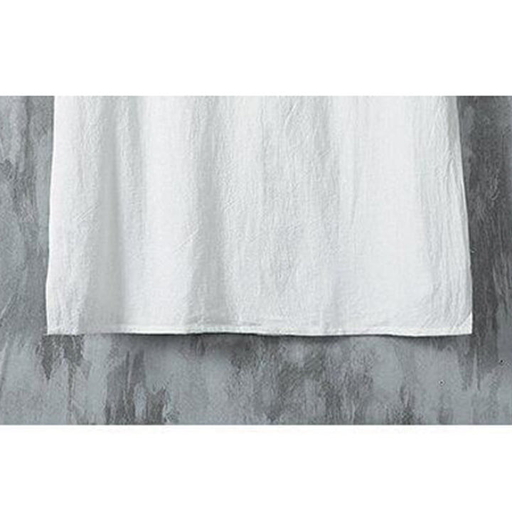 Chemise décontractée à manches courtes en coton et lin pour homme, motif Buddha Stones , à boutons chinois, style grenouille - image 7