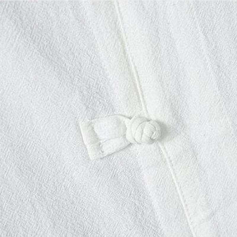 Chemise décontractée à manches courtes en coton et lin pour homme, motif Buddha Stones , à boutons chinois, style grenouille - image 3