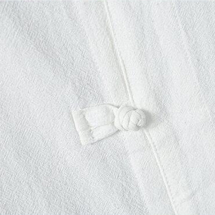 Chemise décontractée à manches courtes en coton et lin pour homme, motif Buddha Stones , à boutons chinois, style grenouille - image 3