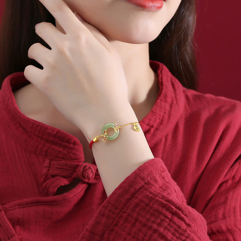 Bracelet porte-bonheur en argent sterling 999 avec double poisson Koi en jade blanc Hetian et Buddha Stones - image 4