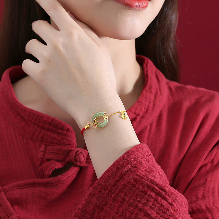 Bracelet porte-bonheur en argent sterling 999 avec double poisson Koi en jade blanc Hetian et Buddha Stones