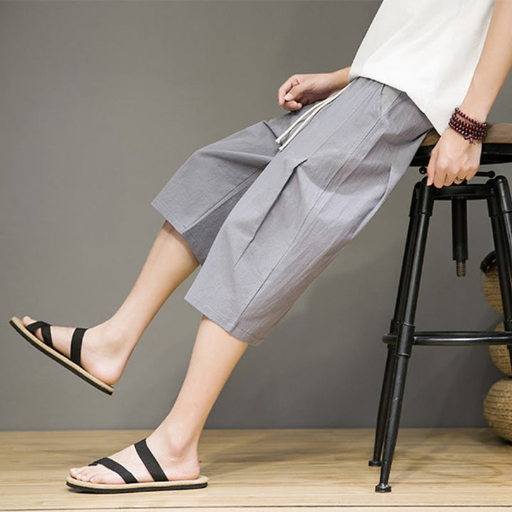 Pantalon Buddha Stones décontracté d'été en coton et lin pour homme, couleur unie, avec cordon de serrage et poches - Gris foncé - US/UK/AU46，EU56 (5XL) - image 18