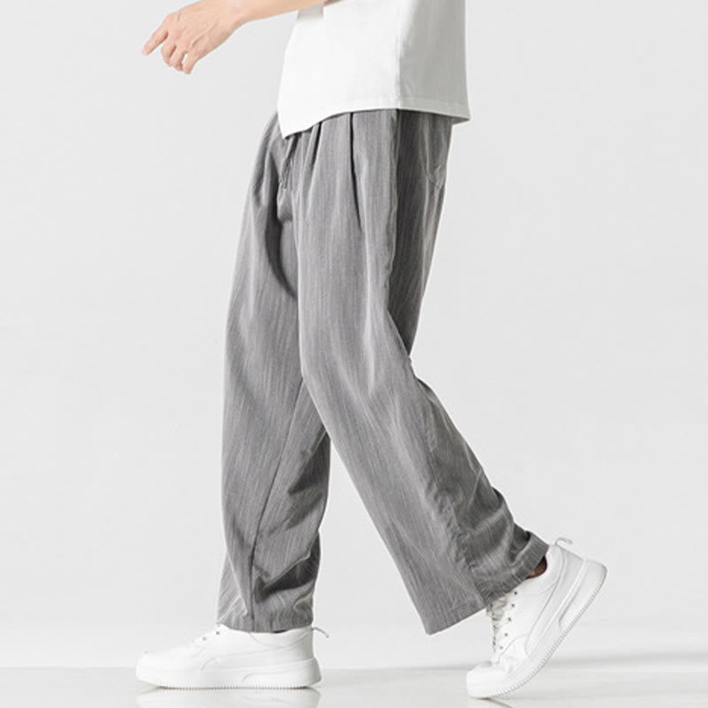 Pantalon d'été décontracté en coton et lin pour homme, coupe droite, avec cordon de serrage et poches, motif Buddha Stones - image 5