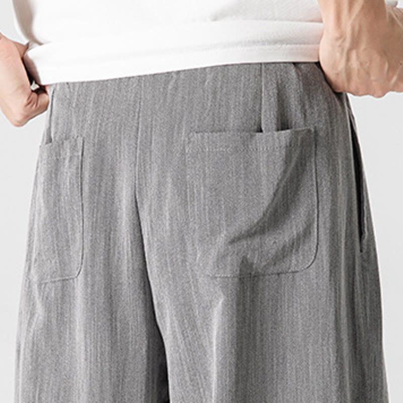 Pantalon d'été décontracté en coton et lin pour homme, coupe droite, avec cordon de serrage et poches, motif Buddha Stones - image 10