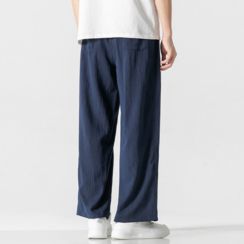 Pantalon d'été décontracté en coton et lin pour homme, coupe droite, avec cordon de serrage et poches, motif Buddha Stones - image 23