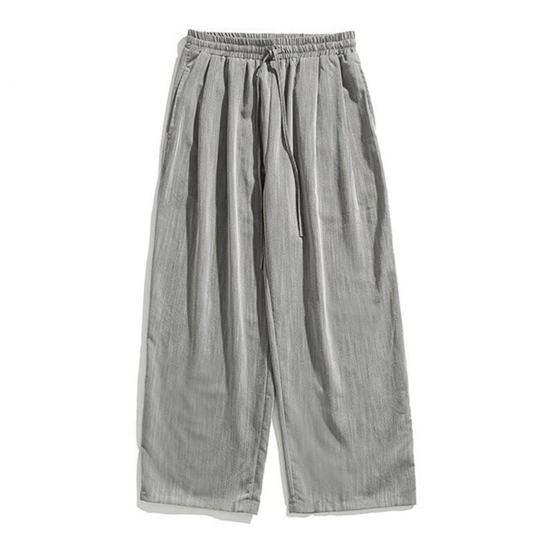 Pantalon d'été décontracté en coton et lin pour homme, coupe droite, avec cordon de serrage et poches, motif Buddha Stones - image 11