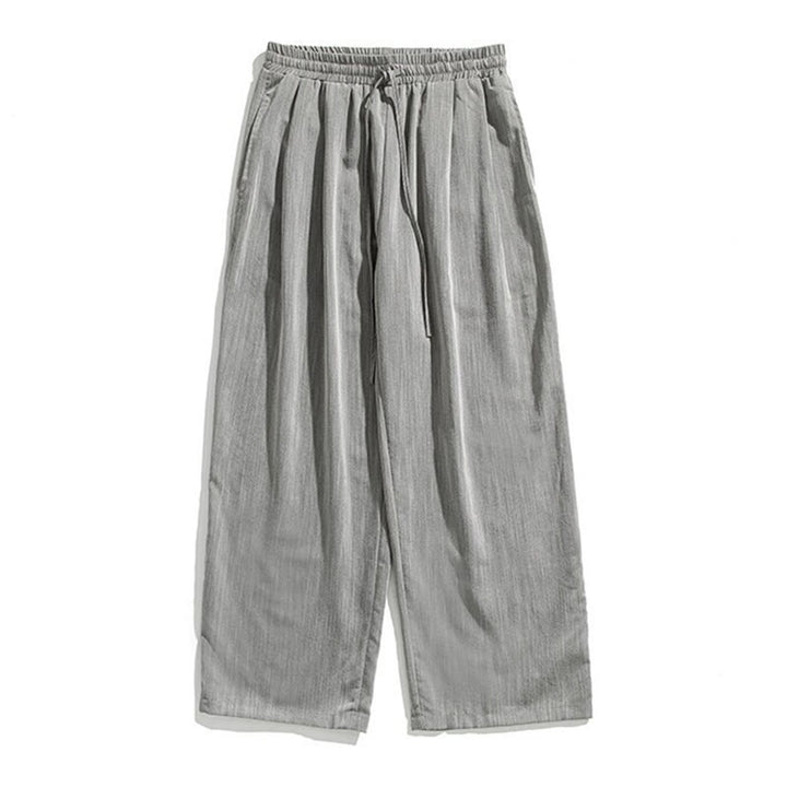 Pantalon d'été décontracté en coton et lin pour homme, coupe droite, avec cordon de serrage et poches, motif Buddha Stones - image 11