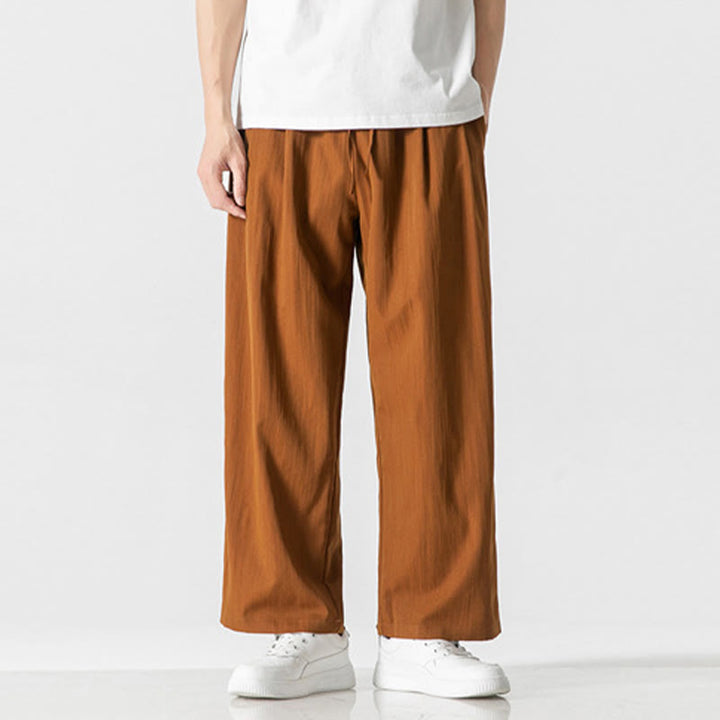 Pantalon d'été décontracté en coton et lin pour homme, coupe droite, avec cordon de serrage et poches, motif Buddha Stones - DarkGoldenrod - US/UK/AU46，EU56 (5XL) - image 27