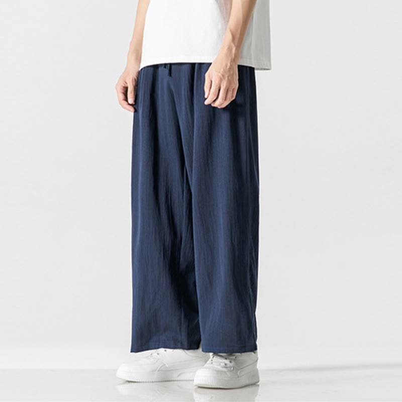 Pantalon d'été décontracté en coton et lin pour homme, coupe droite, avec cordon de serrage et poches, motif Buddha Stones - image 22