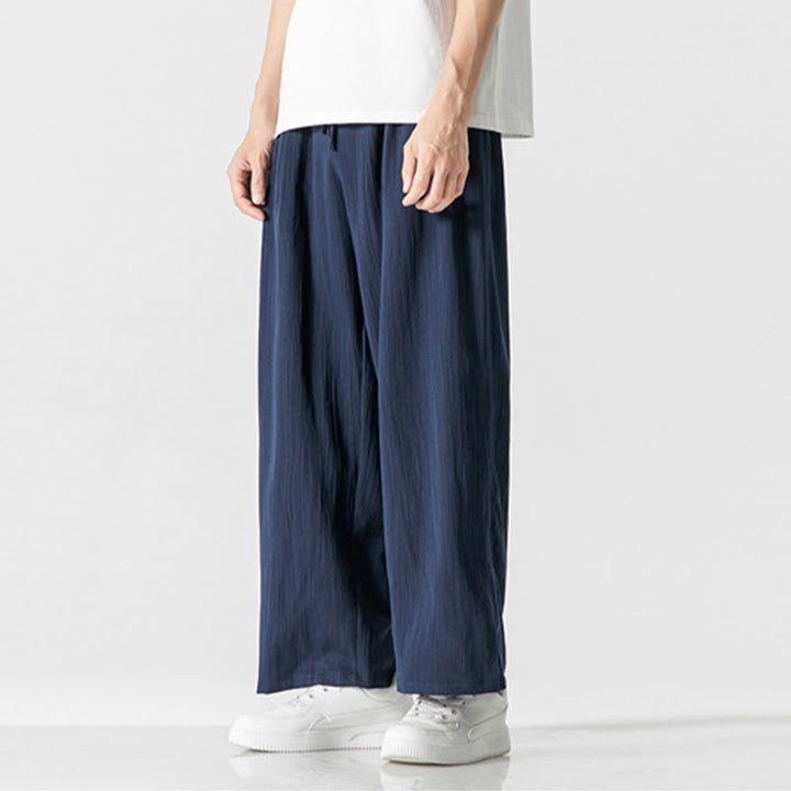 Pantalon d'été décontracté en coton et lin pour homme, coupe droite, avec cordon de serrage et poches, motif Buddha Stones - image 22