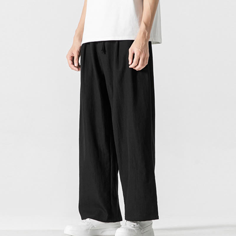 Pantalon d'été décontracté en coton et lin pour homme, coupe droite, avec cordon de serrage et poches, motif Buddha Stones - image 16