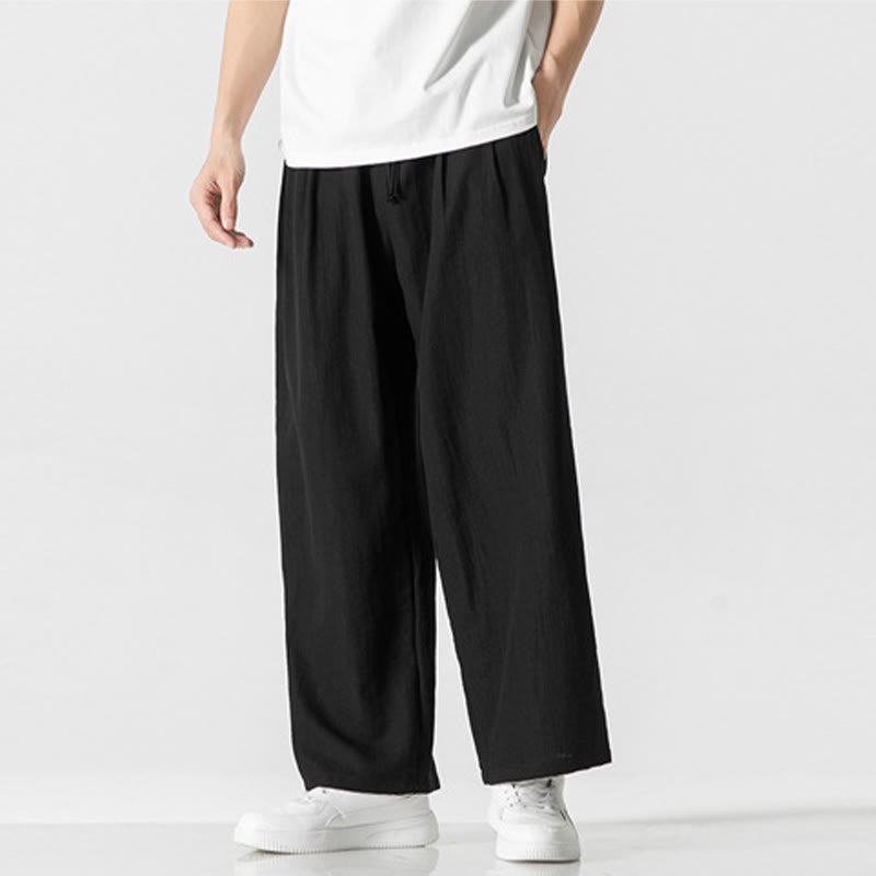 Pantalon d'été décontracté en coton et lin pour homme, coupe droite, avec cordon de serrage et poches, motif Buddha Stones - image 13