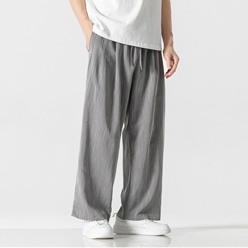 Pantalon d'été décontracté en coton et lin pour homme, coupe droite, avec cordon de serrage et poches, motif Buddha Stones - image 3
