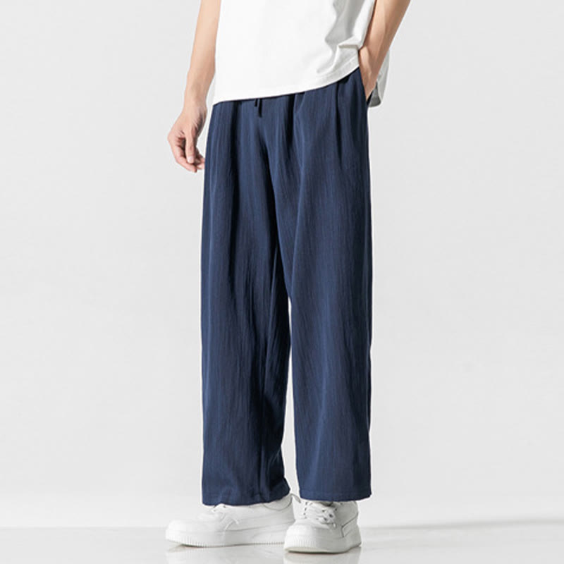 Pantalon d'été décontracté en coton et lin pour homme, coupe droite, avec cordon de serrage et poches, motif Buddha Stones - image 21