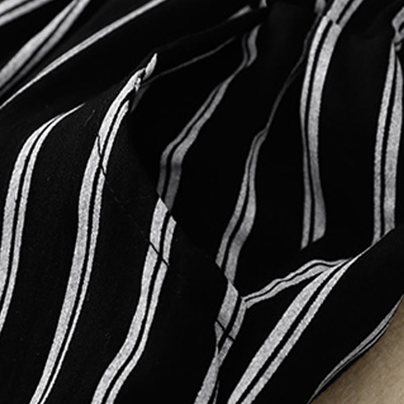 Pantalon large décontracté à lacets et rayures acryliques Buddha Stones pour femme avec poches - image 4