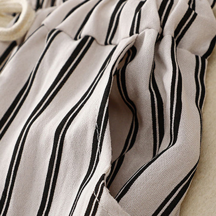 Pantalon large décontracté à lacets et rayures acryliques Buddha Stones pour femme avec poches - image 10