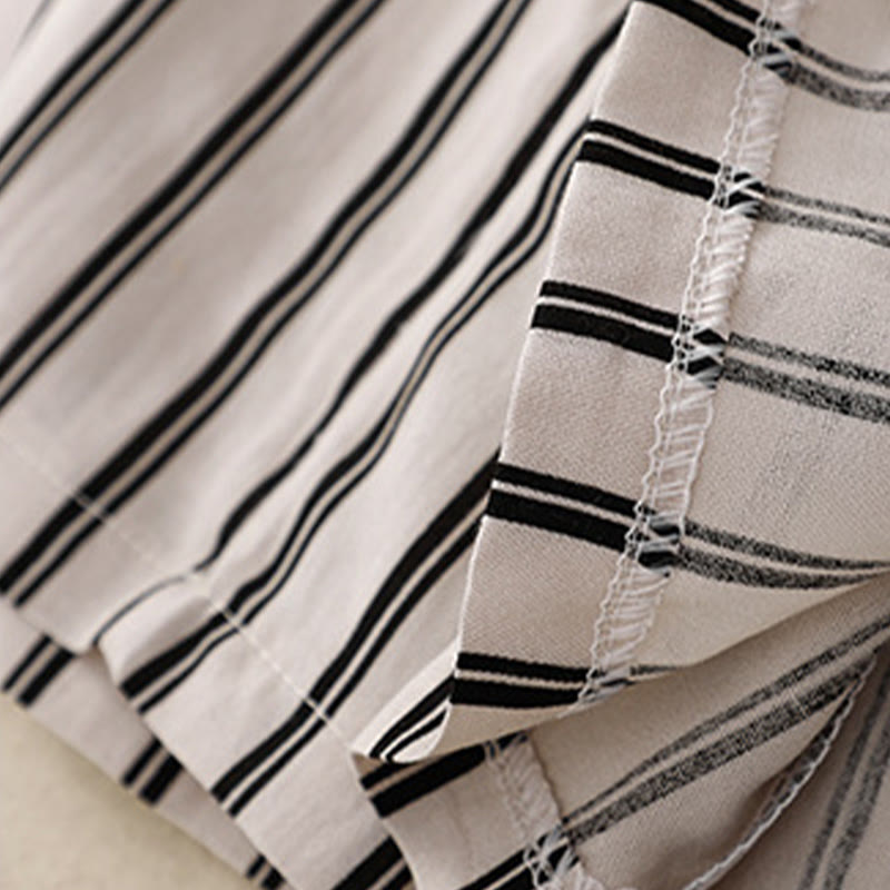 Pantalon large décontracté à lacets et rayures acryliques Buddha Stones pour femme avec poches - image 13