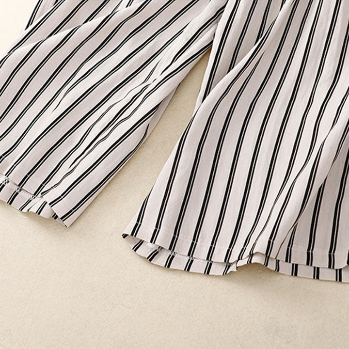 Pantalon large décontracté à lacets et rayures acryliques Buddha Stones pour femme avec poches - image 14