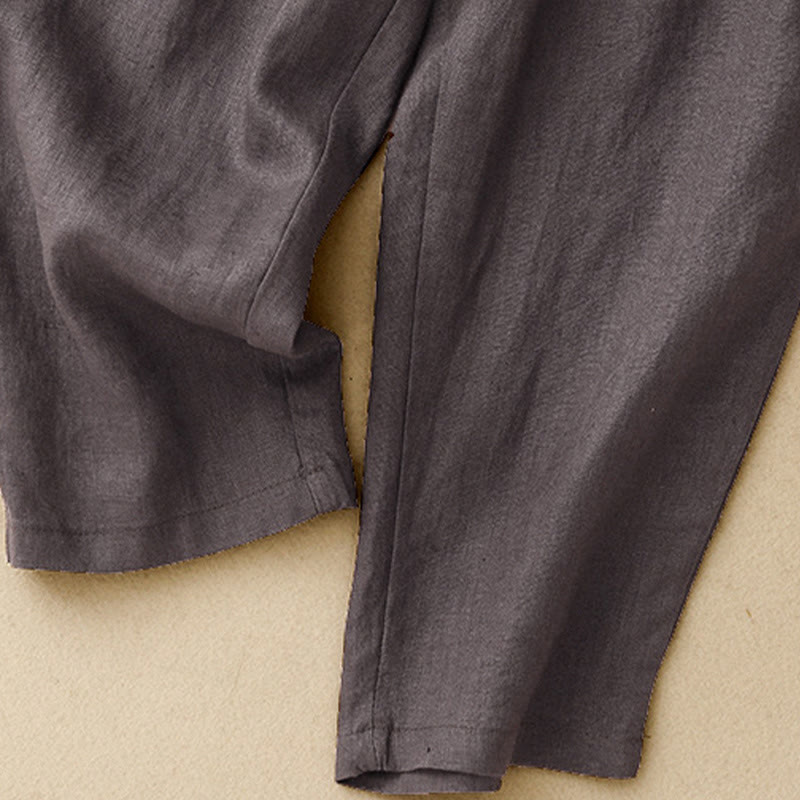 Pantalon Buddha Stones d'été décontracté en coton et lin pour femme, longueur 7-8, boutons, poches - image 6